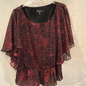 Cranberry and Black Blouse
